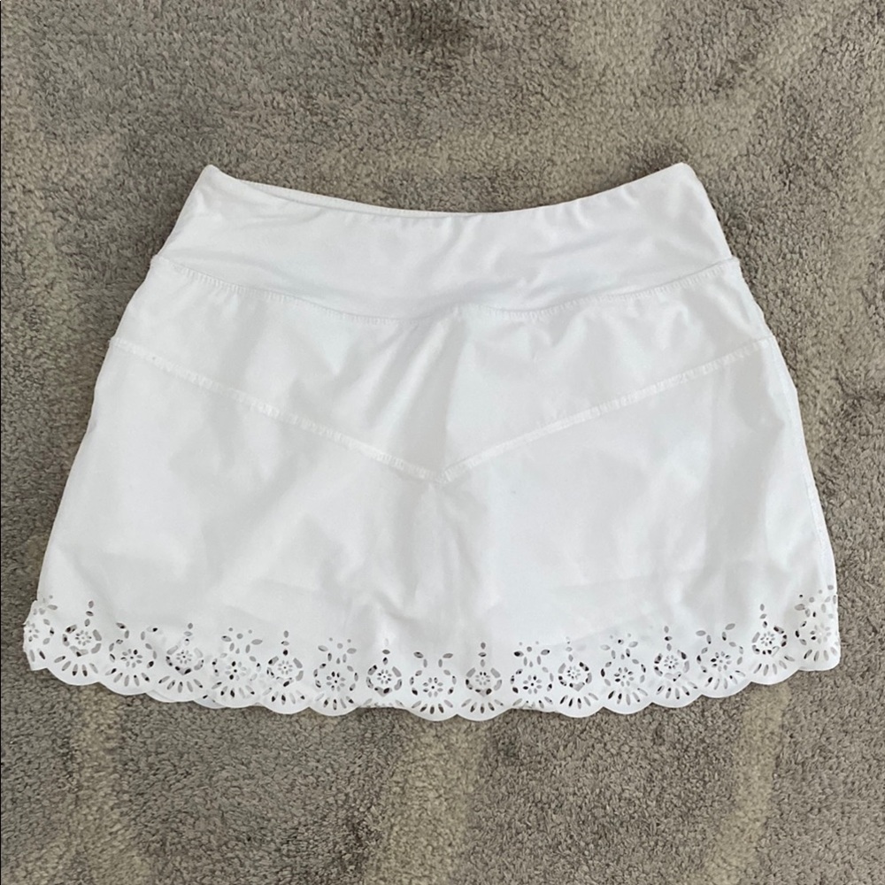 White Eyelet Hem Women's tennis Skirt